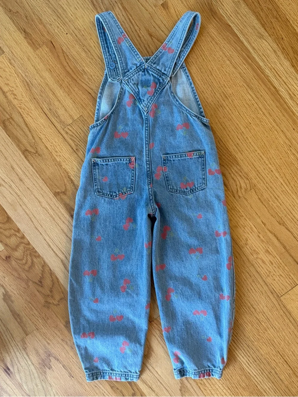 GAP Kids Denim Overalls with Pink Cherry Print